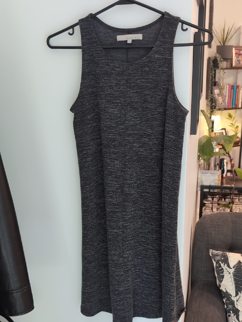 Sleeveless Knit Midi Dress in Charcoal Gray